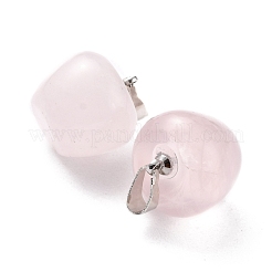 天然石ローズクォーツペンダント  プラチナブラスループ付き  りんご  14~15x14x14mm  穴：6x3mm&nbsp;G-Z022-01N