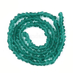 曇った透明ガラスビーズ連売り  三角形  ティール  3~3.5x4~4.5x4~4.5mm  穴：0.8mm  約121~131個/連  14.37~15.35インチ（36.5~39cm）&nbsp;GLAA-N016-4mm-04