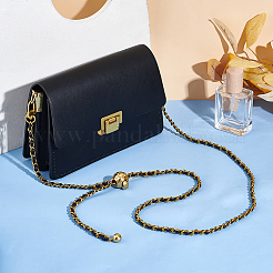 Black PU Leather with Alloy Bag Strap Chains&nbsp;AJEW-WH0515-79G