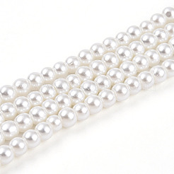 ベーキングペイントパール化ガラスパールビーズ連売り  ラウンド  乳白色  3.5~4x3mm  穴：0.7mm  約210~213個/連  24.02~24.41''（61~62センチメートル）&nbsp;HY-T002-02A-01