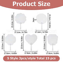 15Pcs 5 Styles Transparent PVC Hand Held Fan&nbsp;DIY-HS0002-27