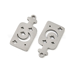 ステンレスペンダント201個  レーザー切断  月と星の長方形  19x9x1mm  穴：1.4mm&nbsp;STAS-P428-02B-P