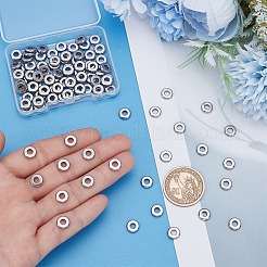 304ステンレススチールスペーサービーズ100個  フラットラウンド  ステンレス鋼色  8x2mm  穴：3.5mm&nbsp;STAS-UN0063-44