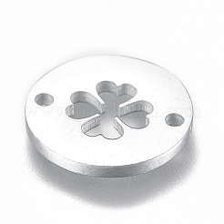 変色しにくい304ステンレススチールリンクコネクター  12x1つの葉クローバーとフラットラウンド  ステンレス鋼色  1.2mm  穴：[1]mm&nbsp;X-STAS-L224-009P