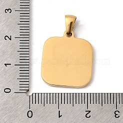 304ステンレスペンダント  イオンプレーティング（ip）  花のチャーム付きスクエア  18KGP本金メッキ  20.5x17.5x2mm  穴：5x2.5mm&nbsp;STAS-B094-07G