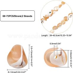 2 連売り天然トロキッド貝/トロキス貝ビーズ 連売り  ナゲットチップス  3.5~13x6~12x3~8mm  穴：0.9mm  約68~73個/連  15.35インチ〜15.94インチ（39~40.5cm）&nbsp;SSHEL-FH0001-11