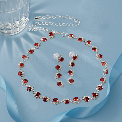 2 Sets 2 Colors Alloy Rhinestone Necklaces & Stud Earrings Sets&nbsp;SJEW-GO0001-10B