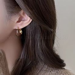 合金樹脂フープピアス  ココナッツブラウン  ゴールドカラー  25mm&nbsp;FS-WGCC865-01