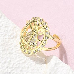 Brass Micro Pave Cubic Zirconia Cuff Rings&nbsp;RJEW-P149-01B-G