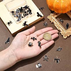 30pcs15スタイルハロウィーンテーマ合金エナメルペンダント  ライトゴールド  混合図形  14~26.5x9.5~26x1.5~1.7mm  穴：1.5~1.8mm  2個/スタイル&nbsp;ENAM-CJ0006-44