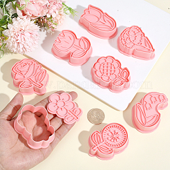 バレンタインデー用PPプラスチッククッキーカッター  ベーキングツール  花  63~70x43~57x20mm  8個/セット&nbsp;DIY-HY0003-56B