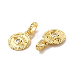 Rack Plating Brass Pave Clear Cubic Zirconia European Dangle Charms&nbsp;KK-B068-25G