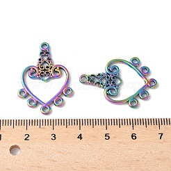 304ステンレスシャンデリア部品リンク  イオンプレーティング（ip）  ハート  虹色  30.5x21.5x2mm  穴：1.6mmと1.8mm&nbsp;STAS-Q350-16M