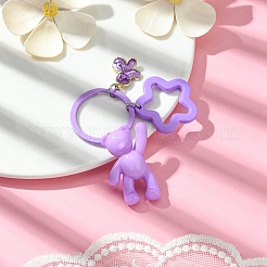アクリルキーホルダー  鉄パーツ  クマ  ミディアム蘭  6.2cm&nbsp;KEYC-FS00008-02
