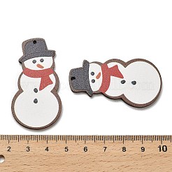 ウッドペンダント  クリスマステーマのチャーム  雪だるま  49.5x26.5x2.5mm  穴：1.8mm&nbsp;WOOD-Z003-02F