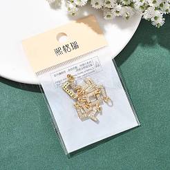 シェグレース 真鍮 マイクロパヴェ クリアキュービックジルコニア ペンダント  ニッケルフリー  18KGP本金メッキ  文字 L のチャーム  12x6x2.5mm  丸カン：5x1ミリ  内径：3mm&nbsp;XGRQ29051-394G-L