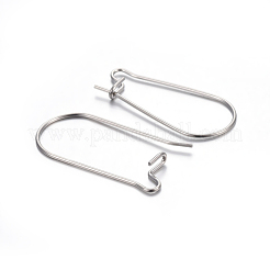 変色しにくい304ステンレススチール製フープピアス金具  腎臓耳ワイヤー  ステンレス鋼色  33x12x0.7mm  21ゲージ&nbsp;STAS-P223-01P-04