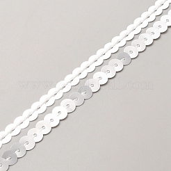 輝くPVCスパンコールリボン  スパンコールトリム  衣類アクセサリー  銀  1/4インチ（6mm）  100ヤード/ロール&nbsp;OCOR-WH0090-70B