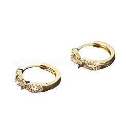 Brass Micro Pave Cubic Zirconia Heart Hoop Earrings for Women&nbsp;WG82A9C-01