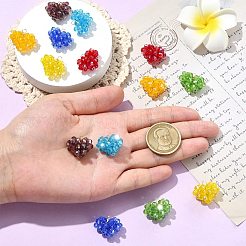 7個 7色 ハンドメイド銅ワイヤーガラスビーズハートペンダント  ミックスカラー  16x20x9.5mm  穴：1.8mm  1pc /カラー&nbsp;PALLOY-CJ00101