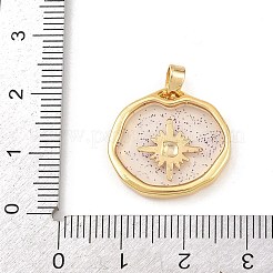 透明エポキシ樹脂真鍮ペンダント  ゴールドカラー  グリッターパウダー付き  スター  18x20x3.5mm  穴：4.5x2.5mm&nbsp;LS-KK-B163-01G-03