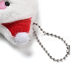 クリスマステーマの布製ぬいぐるみペンダントデコレーション  バッグの飾りに使えるボールチェーン付き  雪だるま  155mm&nbsp;HJEW-D030-01C