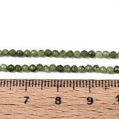 天然カナダ翡翠ビーズ連売り  ラウンド  多面カット  2~2.5mm  穴：0.5mm  約165~189個/連  14.96~15.75'''（38~40センチメートル）&nbsp;G-T143-04