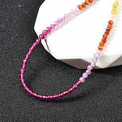 3MM Faceted Round Colorful Cubic Zirconia Beaded Necklaces for Women&nbsp;NJEW-A047-01G
