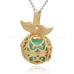 Golden Tone Brass Hollow Round Cage Pendants&nbsp;KK-J237-02G