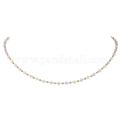 Handmade Faceted Rondelle Glass Beaded Link Chain Necklaces&nbsp;NJEW-JN05744-02