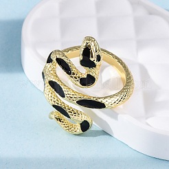 Brass Enamel Cuff Rings for Women&nbsp;RJEW-U043-17G