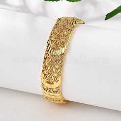 女性用真鍮バングル  ラックめっき  ゴールドカラー  5/8インチ（1.6cm）  内径：2-3/8インチ（6.1cm）&nbsp;BJEW-D313-08G