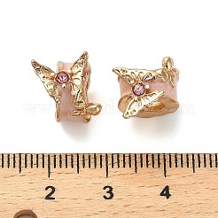 合金ラインストーンのヨーロッパのビーズ  エナメル  大穴ビーズ  蝶のある柱  ゴールドカラー  14x12mm  穴：5mm&nbsp;FIND-Q115-02G