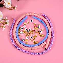 DIYジュエリー作成キット  29連売り29スタイルポリマークレイビーズを含む  ステンレス鋼の折りたたみ可能な大きな目ビーズ針  弾性水晶の線  アルファベットアクリルビーズ  真鍮製スペーサービーズ  はさみ  スクエアccbプラスチックビーズ  はさみ  ミックスカラー  ビーズ：4~7x4~7x0.5~4mm  穴：1.6~2mm&nbsp;DIY-SZ0004-89