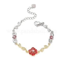 Brass Micro Pave Clear Cubic Zirconia Link Chain Bracelets for Women&nbsp;BJEW-C156-05GP