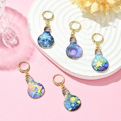 合金エナメル電球ペンダント装飾  304ステンレススチールフレンチフックピアス金具付き  ミックスカラー  43mm&nbsp;HJEW-JM01756