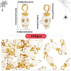 100Pcs Dyed Synthetic Turquoise Halloween Skull Charms&nbsp;PALLOY-BM00006
