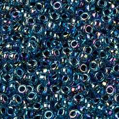 MIYUKIラウンドロカイユビーズ  日本製シードビーズ  （rr339)ブルーライニングアクアab  8/0  3mm  穴：1mm  約422~455PCS /ボトル  10 G /ボトル&nbsp;SEED-JP0009-RR0339