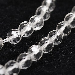天然石クオーツクリスタルビーズ連売り  ロッククリスタルビーズ  多面カット  ラウンド  4mm  穴：1mm  約96個/連  14.9インチ〜15.1インチ&nbsp;G-G736-05-4mm