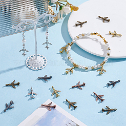 125本5色チベット風アロイペンダント  旅客機  カドミウムフリー＆鉛フリー  ミックスカラー  22x15x3mm  穴：2.5mm  25個/カラー&nbsp;FIND-GA0008-53