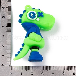 ポリ塩化ビニールのプラスチックチャーム  恐竜  グリーン  58x35x25mm  穴：3mm&nbsp;KY-S172-06B