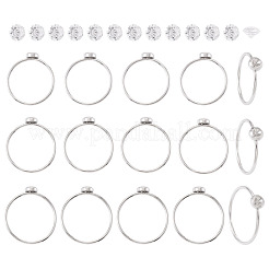 18Pcs 304 Stainless Steel Finger Ring Rhinestone Settings&nbsp;STAS-TA0005-86P