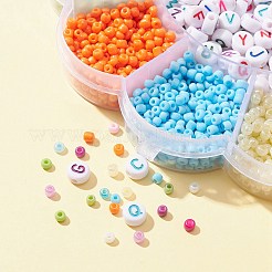 DIYジュエリー作りの発見キット  3604 スタイルの不透明 & ベーキングペイント ガラスシード & アクリル文字ビーズ 13 個を含む  ミックスカラー  3~7x2~3.5mm  穴：0.8~1.2mm&nbsp;DIY-FS0004-26