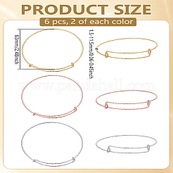 6Pcs 3 Colors Adjustable Alloy Bangles Making&nbsp;BJEW-LP0001-39