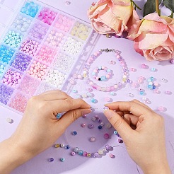 DIY ラウンド アクリル ビーズ ジュエリー作り ファインディング キット  ミックスカラー  6~7.5mm  穴：1.4~2mm  1025pc&nbsp;DIY-YW0011-64