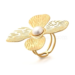 Flower Stainless Steel Open Cuff Ring for Women&nbsp;LS-RJEW-R006-02G