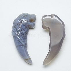 天然石瑪瑙ビッグサイズペンダントトップ  オオカミの歯の形  49~53x22~24x9~13mm  穴：1mm&nbsp;G-T122-09