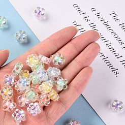 透明なアクリルビーズ  二層ビーズ  ABカラー  花  ミックスカラー  12x12.5x6mm  穴：2.5mm  約893個/500g&nbsp;TACR-S152-06B