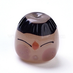 手作りランプワークビーズ  漫画の人間  ミックスカラー  13x13x13.5mm  穴：1.8mm&nbsp;LAMP-I020-09