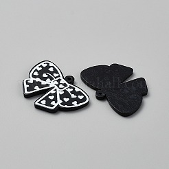 不透明プリントアクリルパーツ  蝶結び  ブラック  26.5x36.5x2mm  穴：1.6mm&nbsp;LS-MACR-WH20003-11E